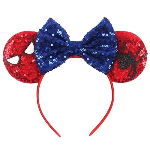 MADO spider mouse ears headband for kids boys girls women, Spider mini ears costume acceossories for kids boys girls women adults(red blue spider)