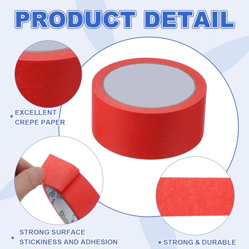 Image of MECCANIXITY Masking Tape 1.8 Inch x 21 Yard Painter's Tape Red Paint Tapes for DIY Crafts Arts Drawing Decoration Labeling Car Painting Artist Teachers, Pack of 6