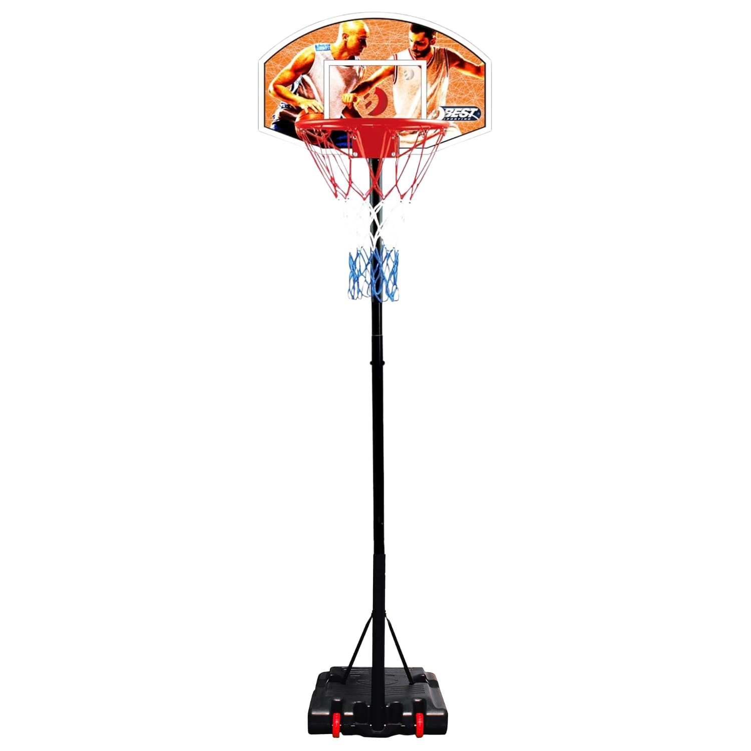 Best Sporting Basketballkorb Outdoor mit Ständer I Höhenverstellbarer Basketball-Korb I Robuster Outdoor-Basketballständer für Kinder I Mit Transport-Rollen