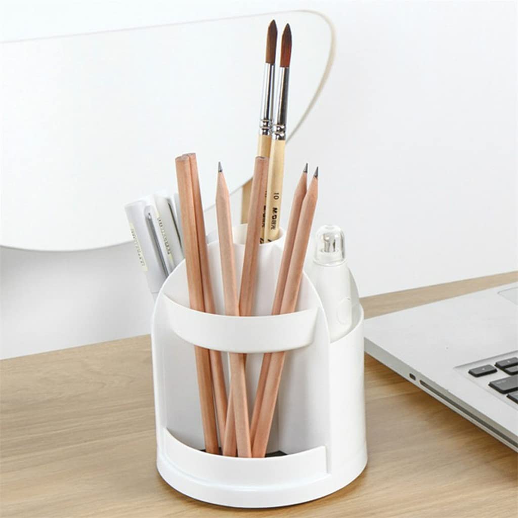 Scrivania portapenne per separazione Domestica di cancelleria di Forma cilindrica Girevole a 360 Gradi, portapenne (Grigio 12 * 14 cm)