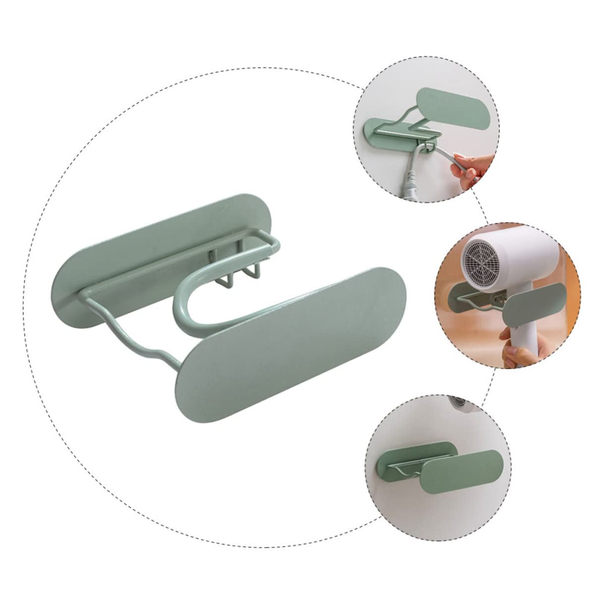 TOPBATHY 2pezzi Supporto Per Asciugacapelli Da Parete Acciaio Inossidabile Porta Asciugacapelli Verde Design Moderno e Resistente Facile Installazione Per Bagno e Toilette