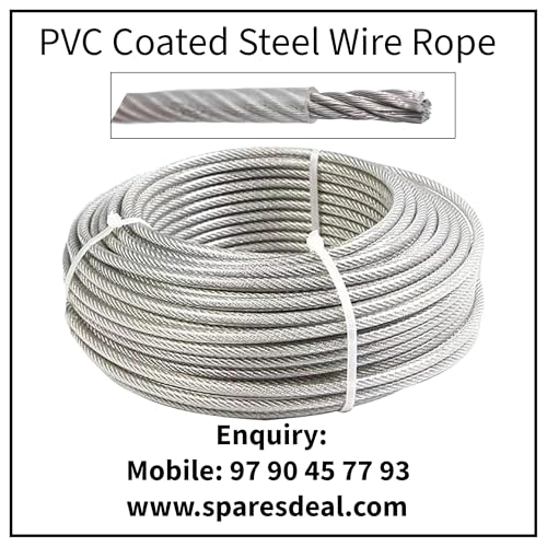 Image of Steel Wire Rope Premium Heavy Load Strength for Gym Machine Equipments, Professional Cable Machines, Mountain Climbing (Transparent PVC Coating, 4MM)