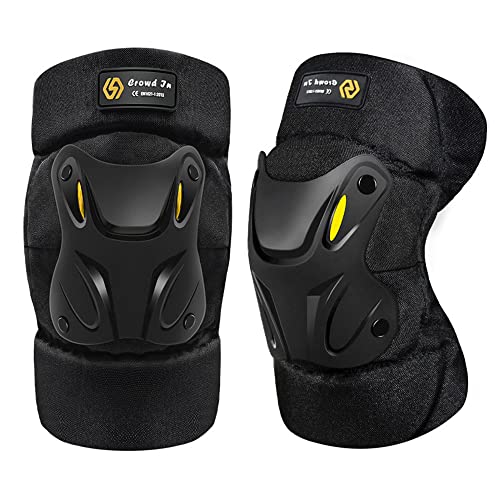 MOMOALA Alamor Ginocchiere Moto Con Armatura DURA – 2 Pezzi – Protezioni Universali In Eva, Nero/Giallo – Per Scooter E Motociclette