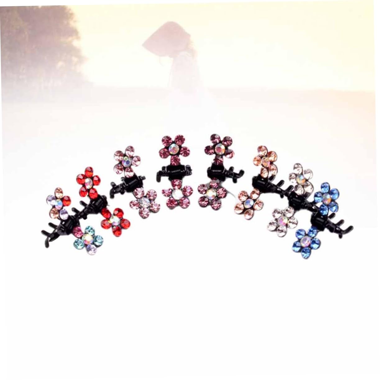 MINKISSY 96PCS Plum Blossom Crystal Hair Card Alloy Mini Flower Hair Claws Accessories for Women Girls Party Wedding Birthday