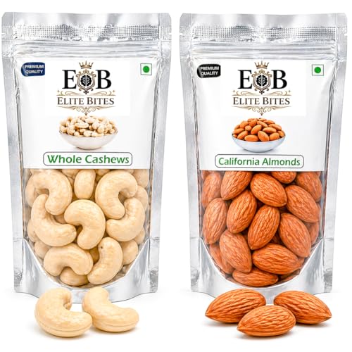 Image of Elite Bites Dry Fruits Combo 200g (100g Cashews + 100g Almonds) | Premium Kaju Badam | Jumbo Size, Fresh & Crunchy | Healthy Snack | Rich in Protein
