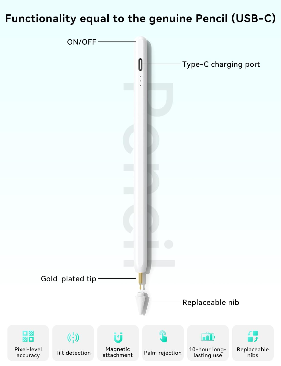 HJCE Pencil for ipad A16(11th), Apple Pencil USB-C Stylus Pen