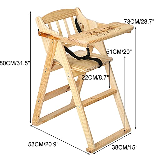 Image of Shoppers Hub PNQ Multipurpose Pinewood Based Foldable and Portable Easy to Carry Baby Feeding High Seating Wooden Chair for Use in Homes, Cafes, Restaurants, Parks, Theatres and Resorts