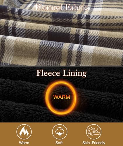 Image of SCODI Men's Flannel Jacket Sherpa Lined Plaid Fleece Hoodies Zip Up Coat | Winter Warm Outwear, Thick Sweatshirt, Outdoor, Ski, Hiking, Sports, Work, Office, Daily Wear, Machine Wash, with 4 Pockets