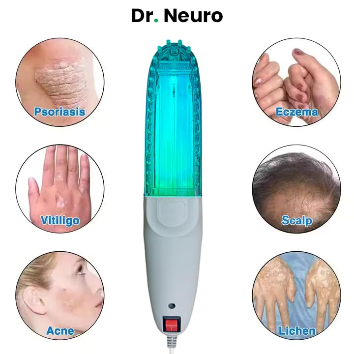 Image of Dr. Neuro NarrowBand UVB Phototherapy Light Device With NBUVB 311nm Lamp | Treatment For Vitiligo, Psoriasis, Eczema, Dandruff | Protection Eye Goggle Included | Blue UV |2 YEARS Warranty By CoverTag