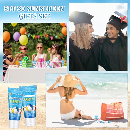 Image of 24 Pcs Travel Size Mini Sunscreen Bulk for Summer Vacation Spf 30 Water Resistant Sunscreen Lotion Sunblock for Thank You Gifts Hawaiian Wedding Pool Party Favor (Beach Ball)
