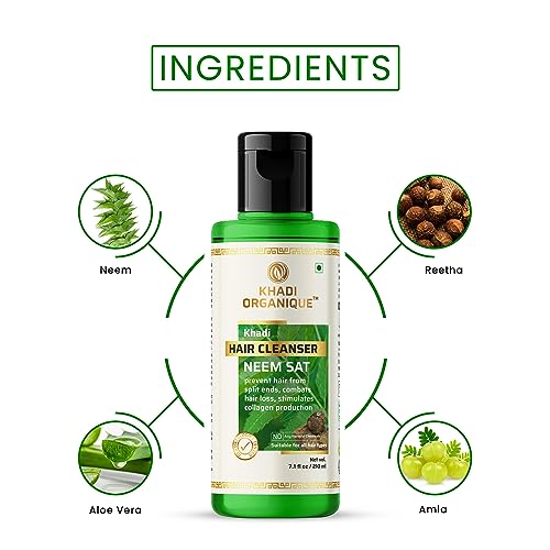 Image of Khadi Organique Neem Sat Hair Cleanser (Shampoo) 210 Ml Pack Of 1