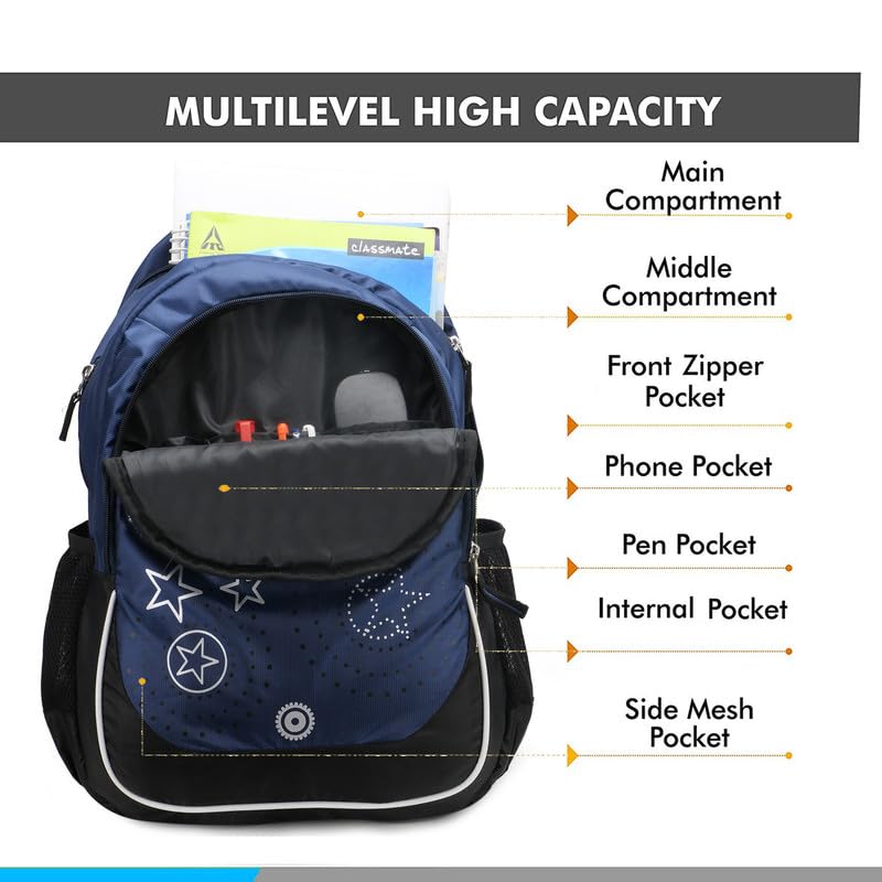 Image of Chris & Kate 38 Ltrs 47 cm Water reistanceBlue Backpack for School College Office casual bag With Laptop Compartment for boys and girls
