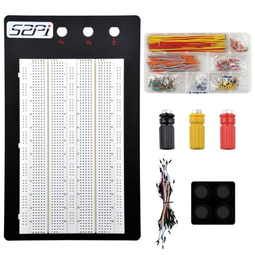 GeeekPi Solderless Breadboard with Black Metal Black Plate and 560PCS U-Shape + 65PCS Pure Copper Jumper Wires for Arduino/Raspberry Pi/Prototyping/Circuit (1560 Tie-Points)