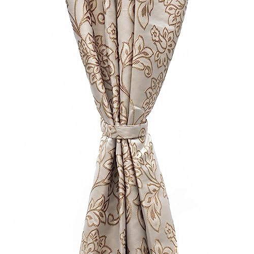 Image of Wakefit Curtains 9 feet Long Set of 2, Curtains for Bedroom /Living Room, Door Curtains 9 feet, Jacquard Curtains, Polyester Curtains (Squash-Floral D Brown)