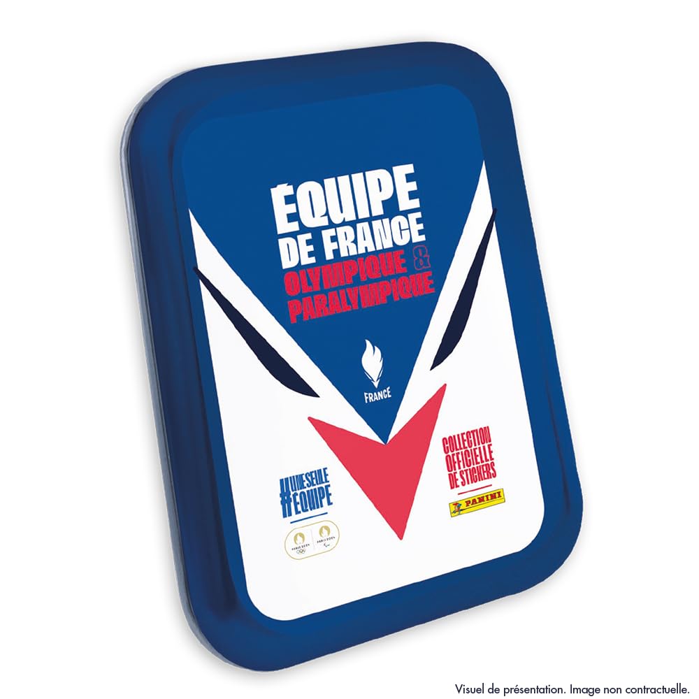 Panini Equipe DE France Olympique & PARALYMPIQUE Metalowe pudełko kieszonkowe Pojemnik 10 kieszeni + 2 karty Limited Edition, 004885TINPF
