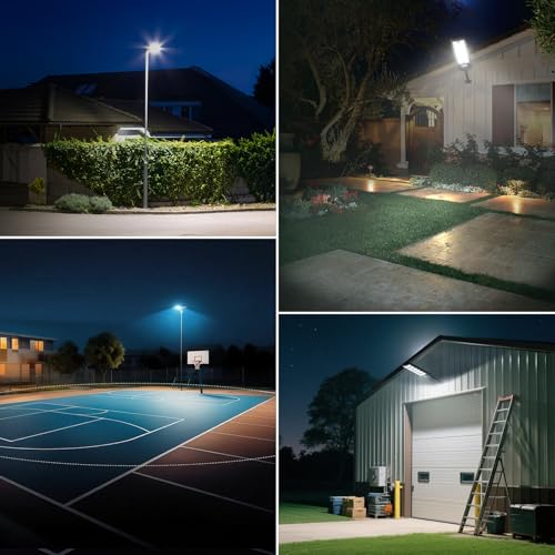 Image of Solar Lights Outdoor Waterproof, 6500K 13000LM LED Dusk to Dawn Solar Street Light, Solar-Powered Flood Lights with Motion Sensor and Remote Control, Solares Parking Lot Light for Yard Walkway, 6-Pack