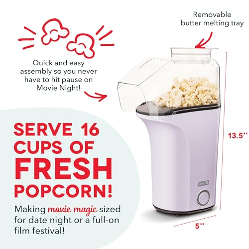 Image of Dash Fresh Pop Popcorn Maker, 16-Cup Hot Air Popper, Lavender