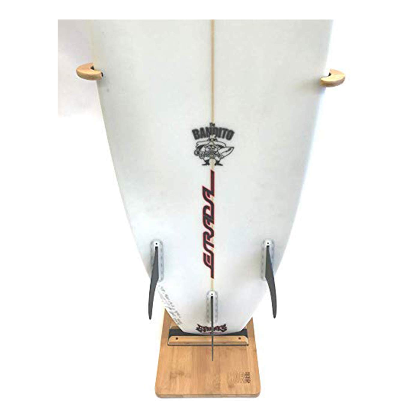 COR Surf Bamboo Surfboard Stand Premium Standing Rack to Display Your