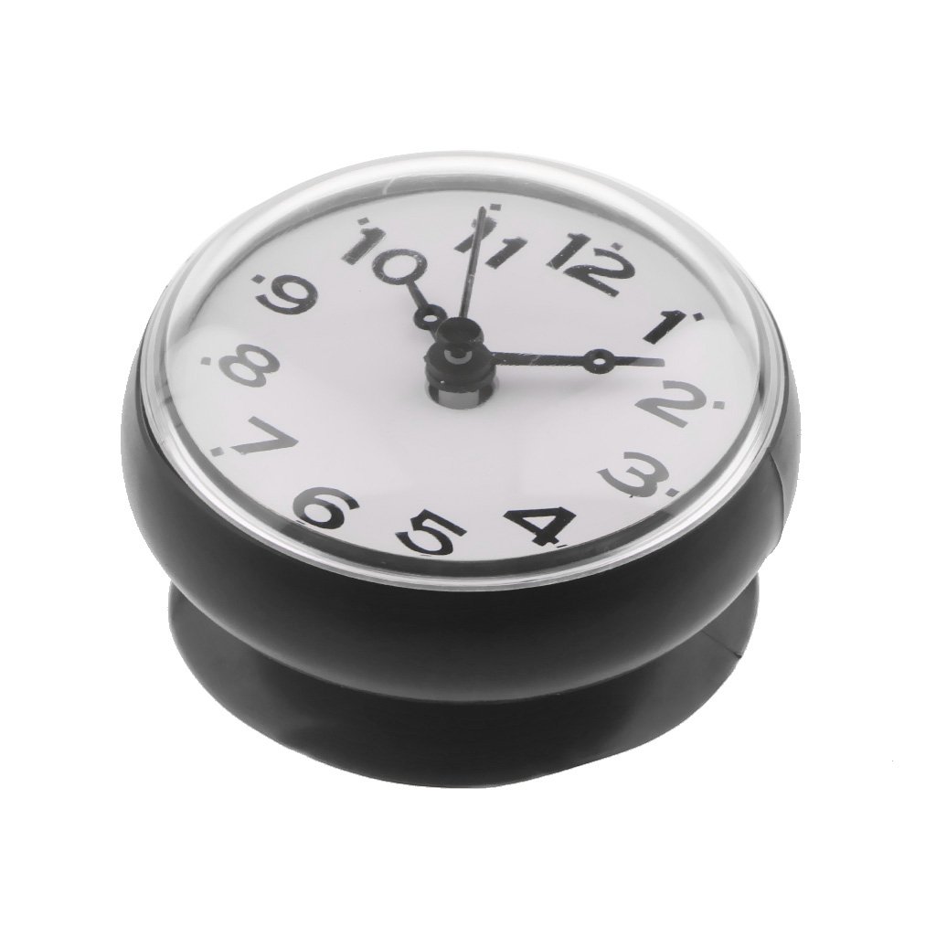 Horloge de salle de bain miniature étanche noire avec fixation murale ventouse anti humidité