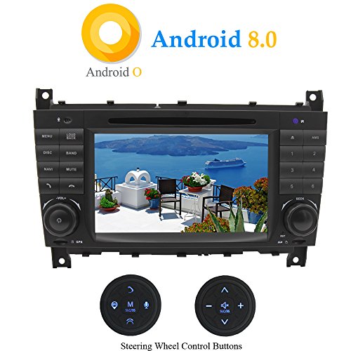 XISEDO Android 8.0 Autoradio 2 DIN 7" Radio de Coche 8-Core RAM 4G ROM 32G Car Radio In-Dash Estéreo Navegación para Mercedes-Benz C Class W203/ Benz CLK W209 (con Botones de Control del Volante)