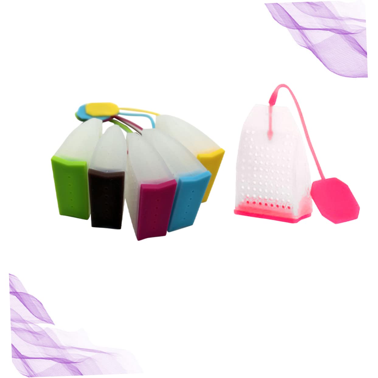 MAGICLULU 3 Juegos De Coladores De Té De Silicona Para Infusiones De Bolsitas De Té Resistentes Al Calor Y Aptos Para Lavavajillas (6 Unidades)