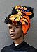 African Head Wrap Extra Long 72”x22”Wax Print Head Scarf Tie for Women (HRGOLDBLUE)