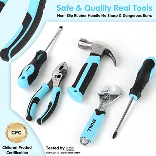 SHALL 26-Piece Kids Size Tool Set, Real Tools Kit for Kids with 12
