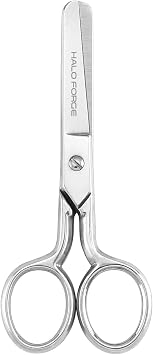 HALO FORGE Round Tip Sewing Scissors Small Safety Sharp Tiny Fabric Scissors, 4.75 Inches Silver Stainless Steel Shears for Cutting Yarn Thread Embroidery knitting Needlework Cross Stitching