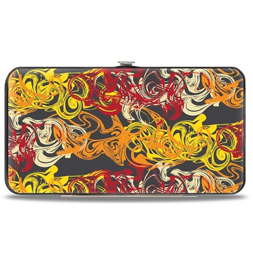 Buckle-Down Wallet, Hinged, Swirl Mix Gray Multi Color, Vegan Leather