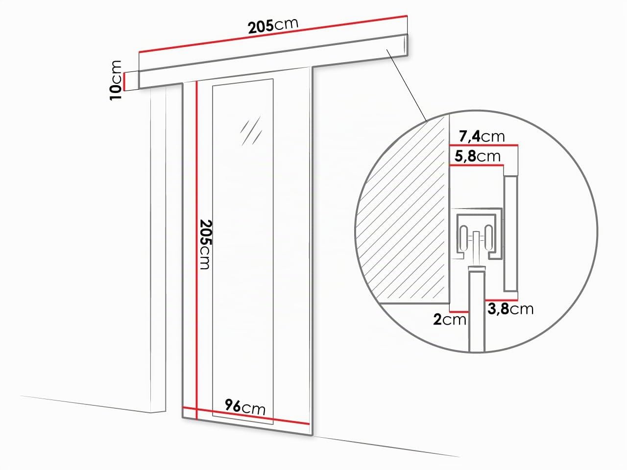 Mirjan24 Schiebetürsystem Flash IV 90 mit Spiegel (Weiß)