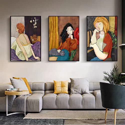 Peinture portrait abstrait fille moderne pour sublimer un salon sans cadre