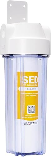 Max Water Whole House Water Filter 10 inch Housing for Under Sink RO Water Filtration System w/PP Sediment Water Filter 5 Micron, 3/4 NPT, Wrench +