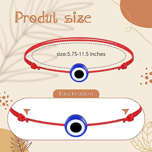 Yinkin 12 Pcs Red Evil Eye Bracelets for Women Protection Bracelet for Christmas Adjustable Lucky Bracelet String Pack Evil Eye Charm Strand Bracelet for Adult Kids Gifts2