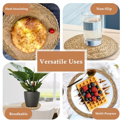 Aemygo Woven Placemats Set Of 6, Aemygo 12 Inch Round Rattan Placemats thumb #6