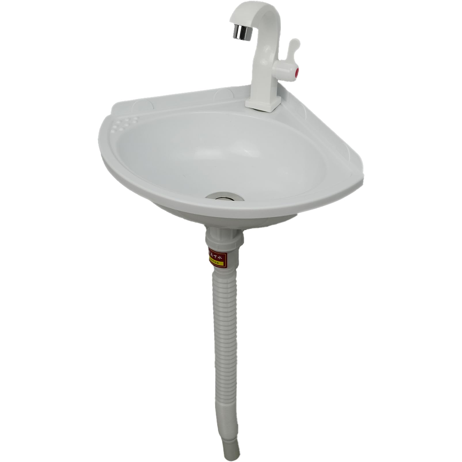 Lavabo D'angle en Plastique Mini lavabo Évier de Maison de Location Évier de Camping-car Évier Mural avec Robinet D'eau Froide Simple pour Cave Camping Jardin