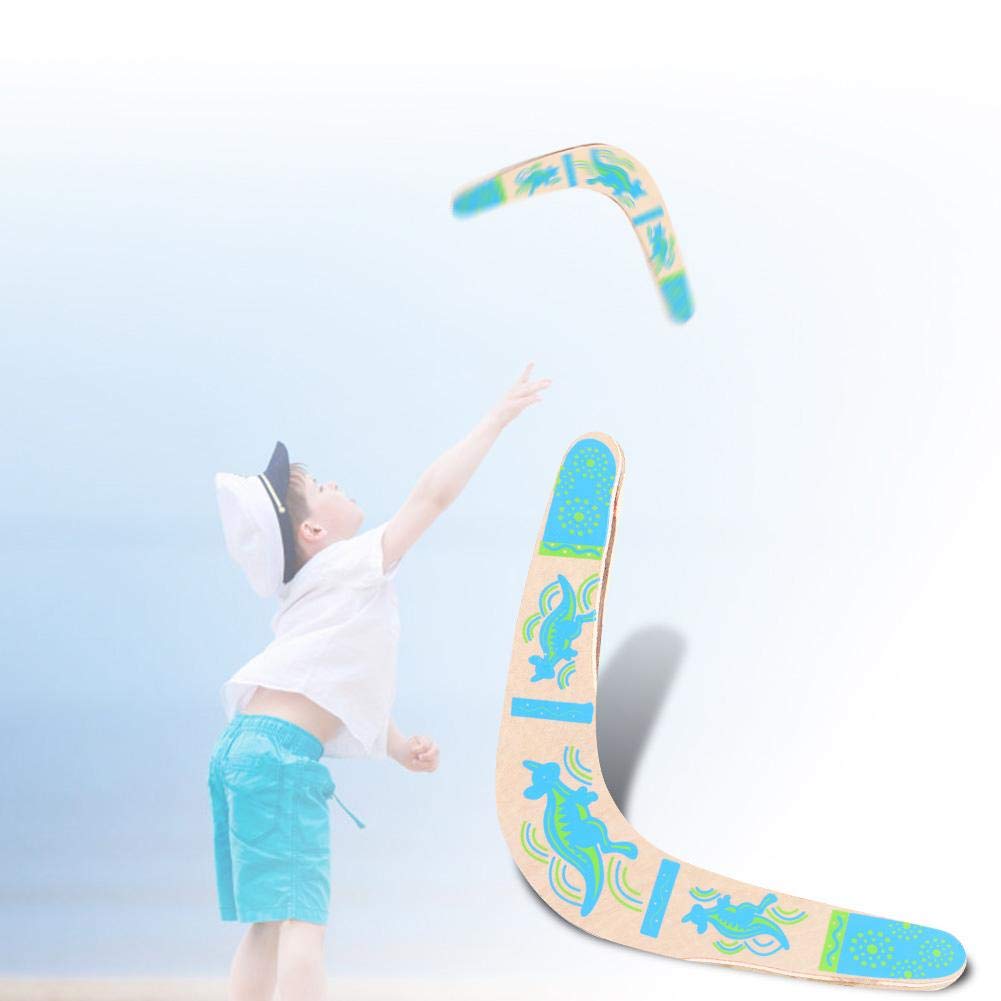 Wakects Boomerang in Legno a Forma di V, Disco Volante per Bambini, Gioco Sport all'Aria Aperta, Blu