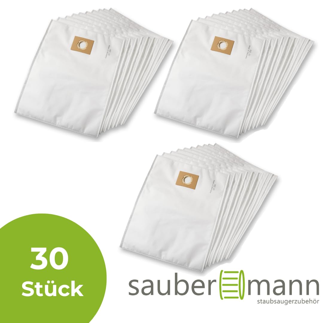 30x Premium Vlies Staubsaugerbeutel geeignet für Parkside - PPWD 30 A1 / PPWD30 B2 - "Made in Germany", 30 Liter Fassungsvermögen, reißfest, mehrlagiges Mikrovlies, passgenau