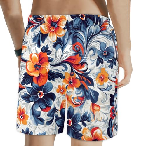 Men's Swim Trunks Size S Phoenix Flowers with Mesh Lining Soft Breathable Quick Dry Beach Shorts2