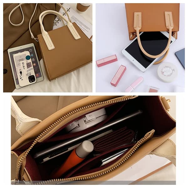 Image of POPSEWING Leather Women Top Handles Handbag DIY Kit, DIY Crossbody Shoulder Bag with Sewing Kits, Handmade Bag Kit for Mom Girlfriend Birthday Gift (Brown)
