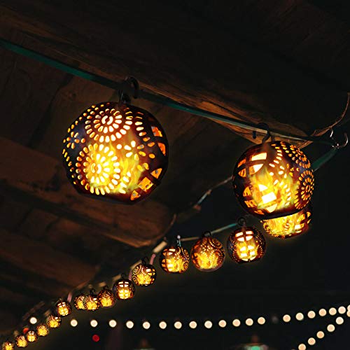 LED LED Lichterkette Außen, 8 LED Garten Lichterkette u0096 11 Meter, IP44 Wasserdicht, 112 LEDs Warm-weiß Lchterkette für Party Zimmer Außen Innen deko (Flame lampe)