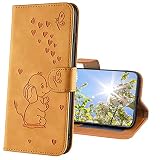MRSTERUS Leather case for iPhone XR Case Cute Elephant Embossed Premium PU Leather Shockproof Magnet