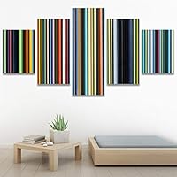 SIGNWIN 5 Panel Canvas Wall Art Abstract Colorful Geometric Hallway Minimalist Mixed Media Multicolor Patterns for Home Decorations Ready to Hang - 60