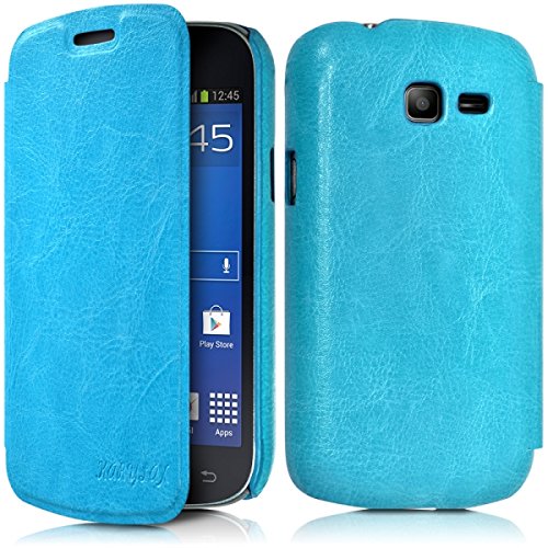 Seluxion - Housse Coque Etui à Rabat latéral Couleur Bleu Clair pour Samsung Galaxy Trend Lite + Film de Protection