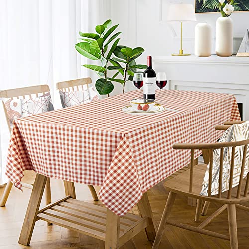 ShinyBeauty Checkered Tablecloth 54×72 Rectangle Tablecloths Brown Plaid Tablecloth Washable Table Cover with Dust Proof Wrinkle Resistant Buffalo Plaid Table Cloth for Kitchen and Dining Room