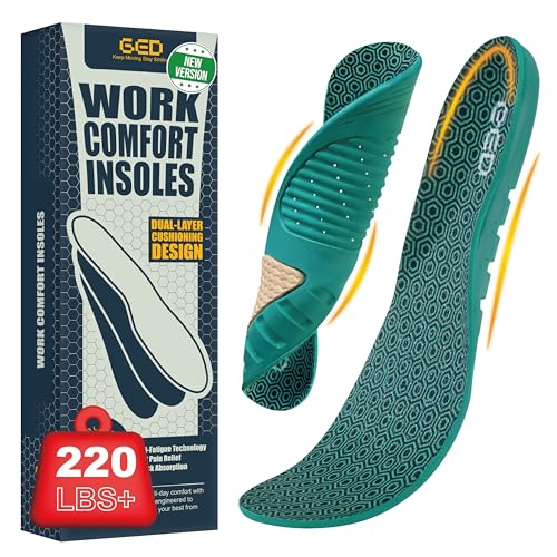 GED Work Comfort 2nd Gen Insoles for Men – Breathable & Extra Soft Inserts for All-Day Standing,...