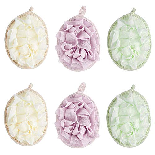 VinBee 6 PACK Bath Shower Pouf Sponge Mesh Pouf Shower Ball Exfoliating Body Loofah Shower Scrubber Ball Shower Glove with Flower Bath Ball