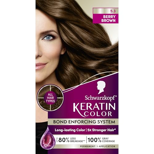 Schwarzkopf Keratin Color Anti-Age Hair Color Cream, 5.3 Berry Brown