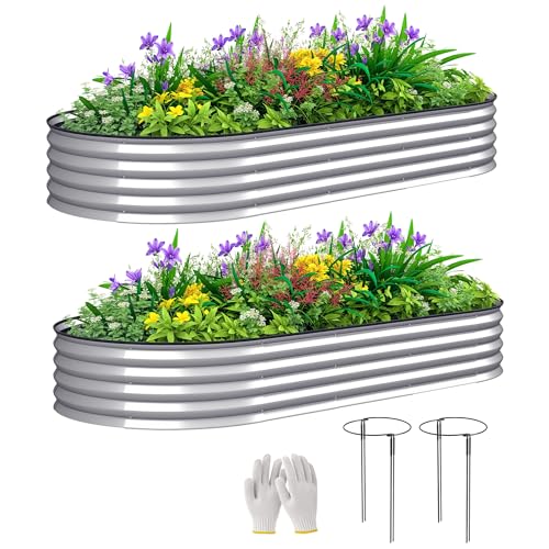 Outsunny 2PCS Galvanized Raised Garden Bed, 7' x 3' x