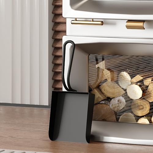 Kingson Schwarze Kaminschaufel – 25 x 10 cm – Zubehör für Holzofen – langlebiges und stilvolles Werkzeug für effiziente Kaminwartung