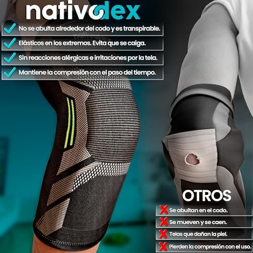Image of NativoDex Elbow Support Brace for Men & Women - Compression Sleeve for Tendonitis, Epicondylitis, Weightlifting, Golf & Tennis